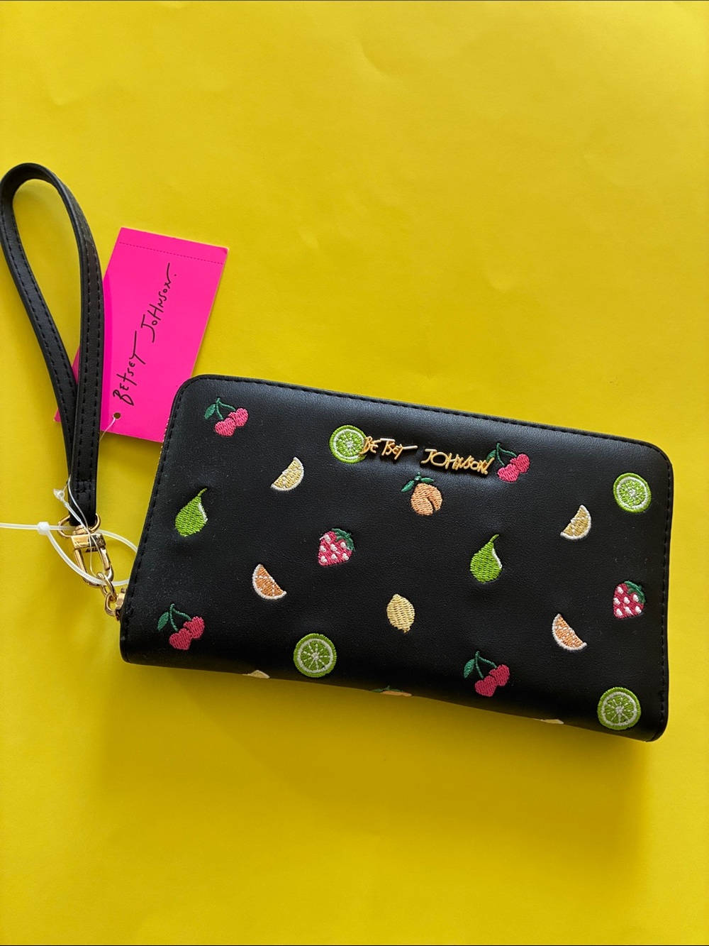 Betsy Johnson - EMBROIDERED FRUIT ZIP AROUND WALLET